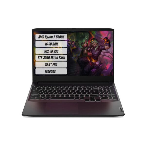 Lenovo Ideapad Gaming 3 82K20256TX AMD Ryzen 7 5800H 16GB Ram 512GB SSD Nvidia GeForce RTX 3060 (6GB) 15.6" FreeDos Siyah