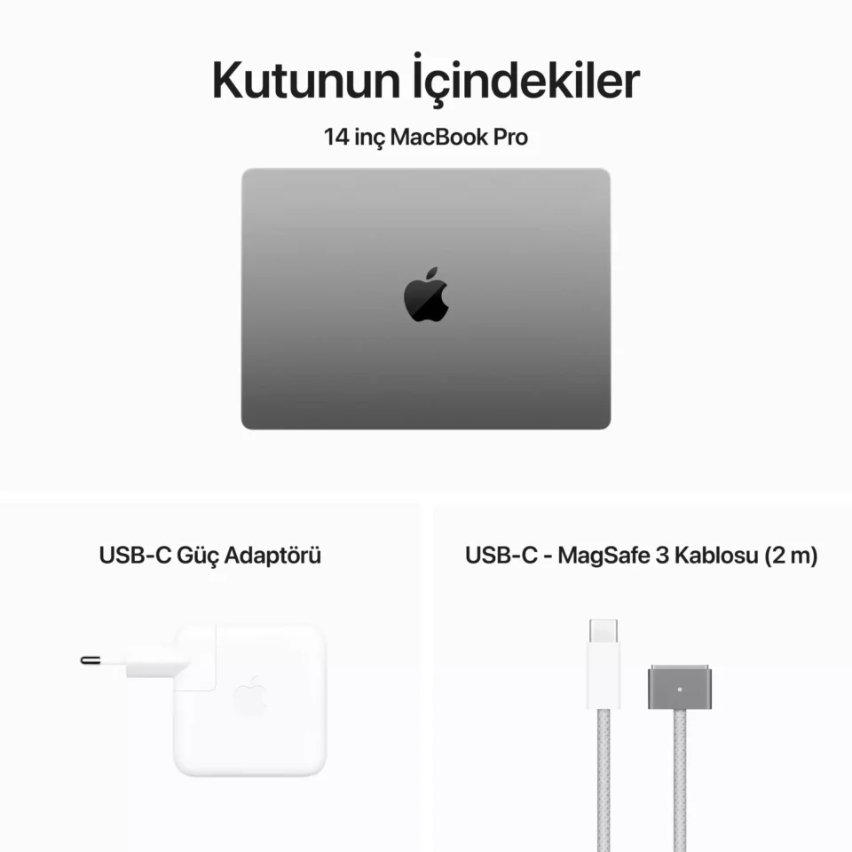 Apple Macbook Pro 14 inc M3 8CPU 10GPU 8GB 512GB Uzay Grisi MTL73TU/A  8GB Ram 512GB SSD  14" MacOs - Görsel 6