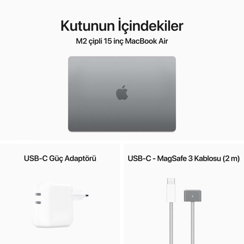 Apple Macbook Air M2 8GB Ram 256GB SSD  15" MacOs Uzay Grisi - Görsel 12