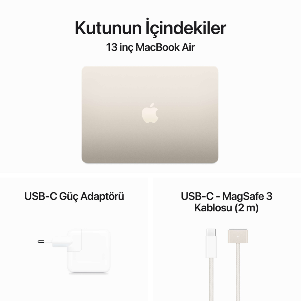 Apple Macbook Air M3 16GB Ram 512GB SSD  13.6" MacOs Starlight - Görsel 7