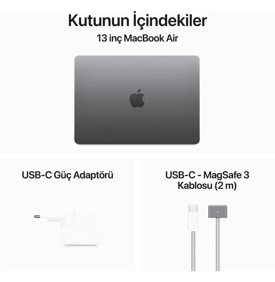 Apple Macbook Air M3 8GB Ram 256GB SSD  15" MacOs Uzay Grisi - Görsel 6