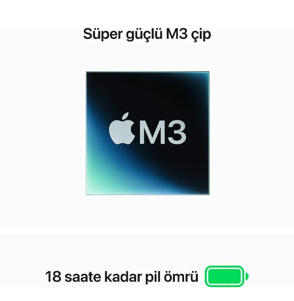 Apple Macbook Air M3 8GB Ram 256GB SSD  15" MacOs Uzay Grisi - Görsel 4