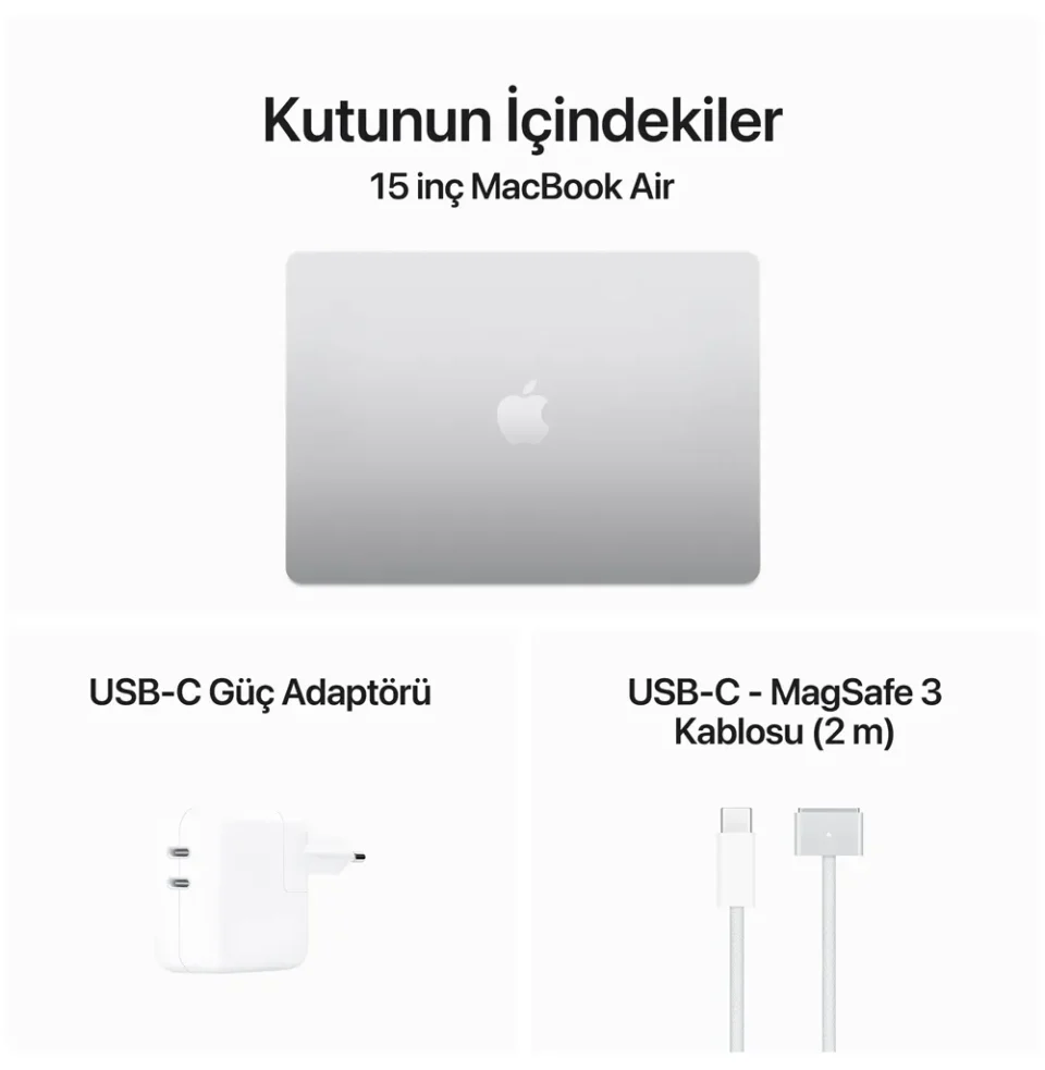 Apple Macbook Air M3 8GB Ram 512GB SSD  15" MacOs Silver - Görsel 6