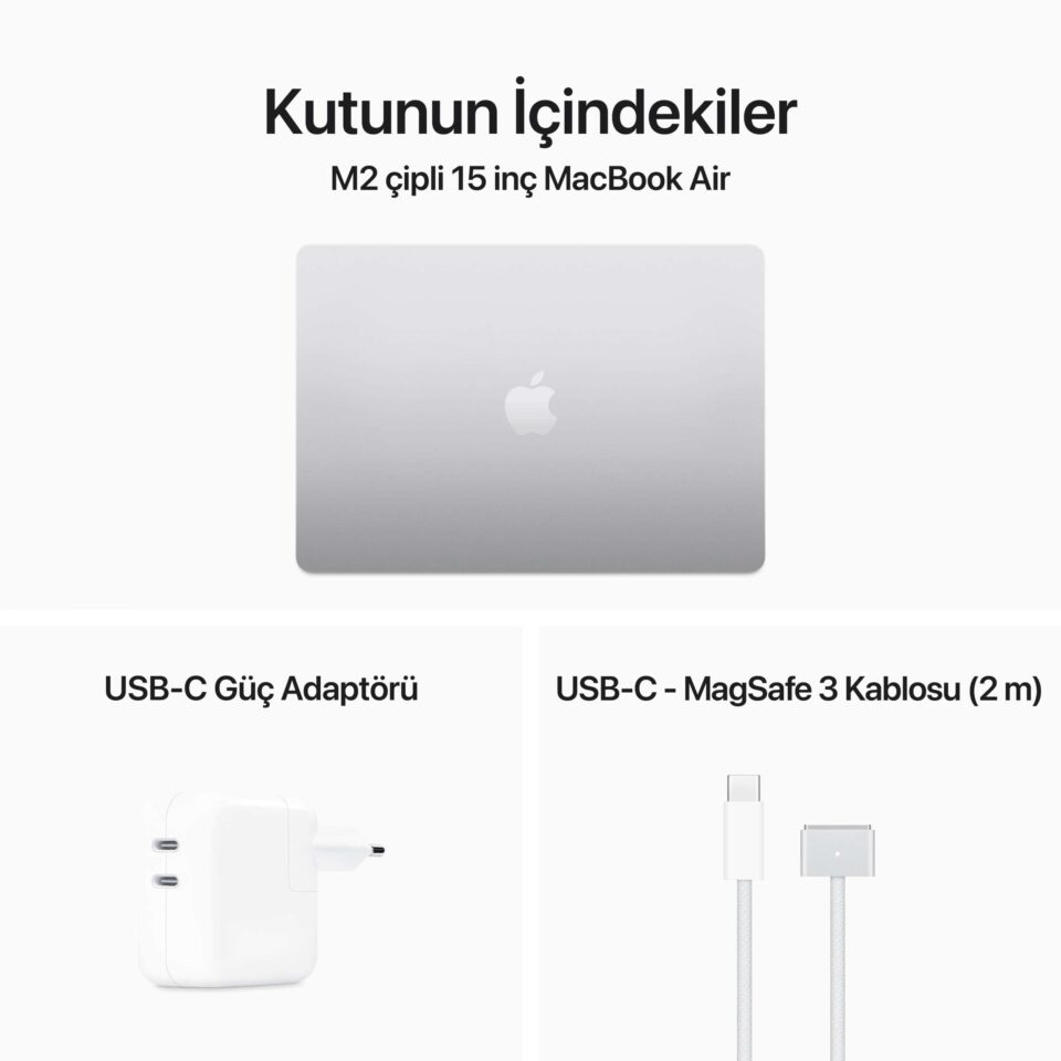 Apple Macbook Air M2 8GB Ram 256GB SSD  15" MacOs Silver - Görsel 6