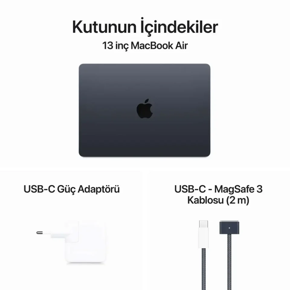 Apple MacBook Air 13.6 inc M3 8CPU 8GPU 16GB 256GB Gece Yarısı MC8K4TU/A      IOS - Görsel 5