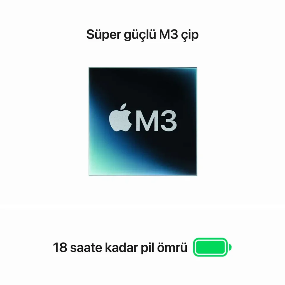 Apple MacBook Air 13.6 inc M3 8CPU 8GPU 16GB 256GB Gece Yarısı MC8K4TU/A      IOS - Görsel 3