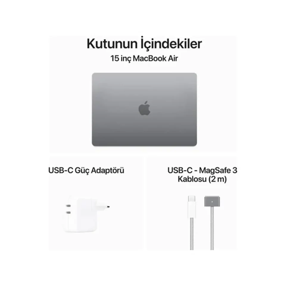 Apple MacBook Air 15.3 inc M3 8CPU 10GPU 16GB 256GB Gece Yarısı MC9G4TU/A      IOS - Görsel 5