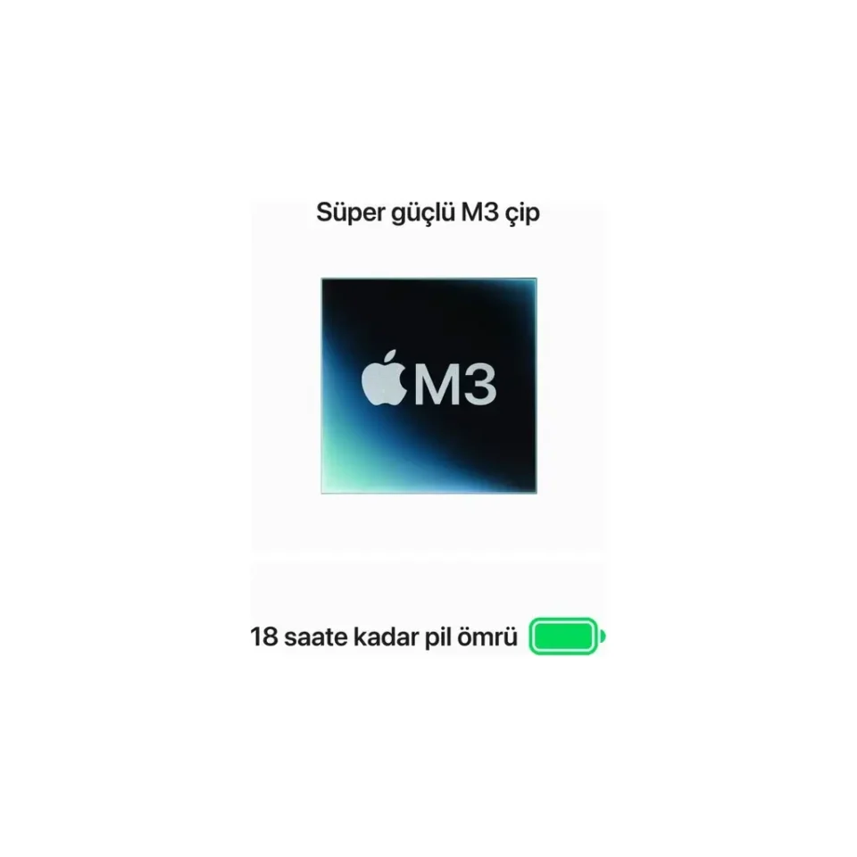 Apple MacBook Air 15.3 inc M3 8CPU 10GPU 16GB 256GB Gece Yarısı MC9G4TU/A      IOS - Görsel 4