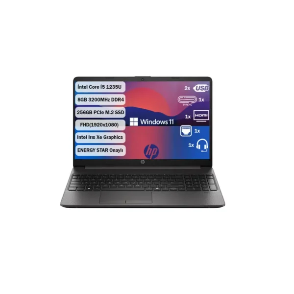 Hp 250 G9 Intel Core i5 1235U 8GB Ram 256GB SSD Dahili Ekran Kartı 15.6" Windows 11 Home Koyu Gri